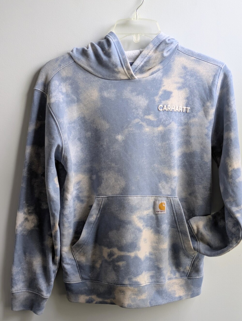 Big Kids Carhartt Tie Dye Hooded  Blue Cloud Wash Sweatshirt  Size L(14-16)